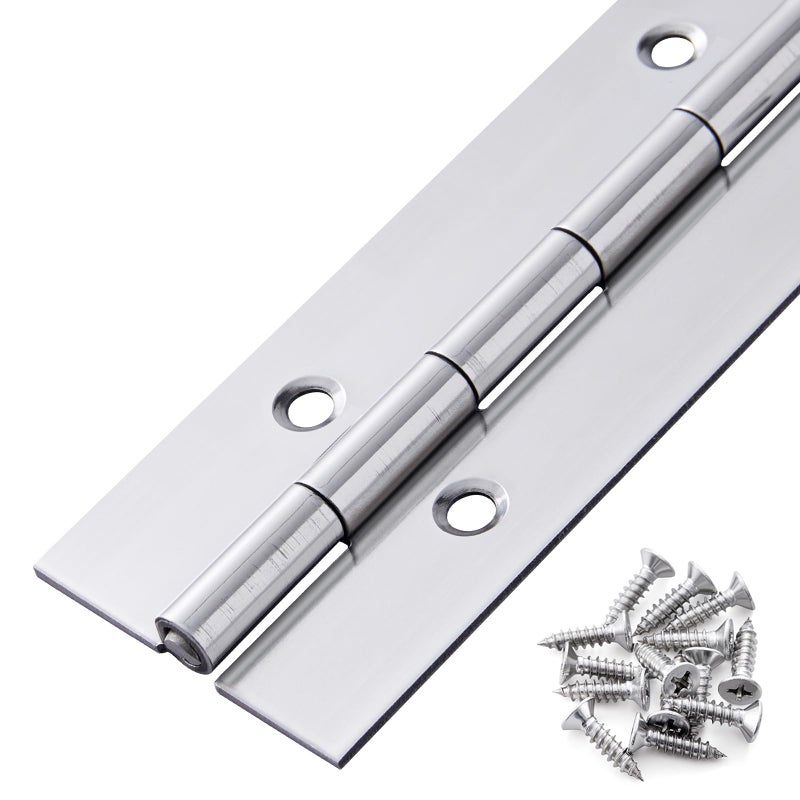 GRRONZEE Heavy Duty Piano Hinge 36 Inch x 15 Inch Stainless Steel Continuous Piano Hinges with Holes 36 Continuous Hinges for Cabinet Door DIY Wood Boxes 0060 Leaf Thickness 15 Open Width - Image 2