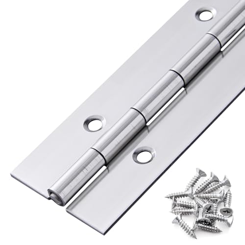 GRRONZEE Heavy Duty Piano Hinge 36 Inch x 15 Inch Stainless Steel Continuous Piano Hinges with Holes 36 Continuous Hinges for Cabinet Door DIY Wood Boxes 0060 Leaf Thickness 15 Open Width - Image 1