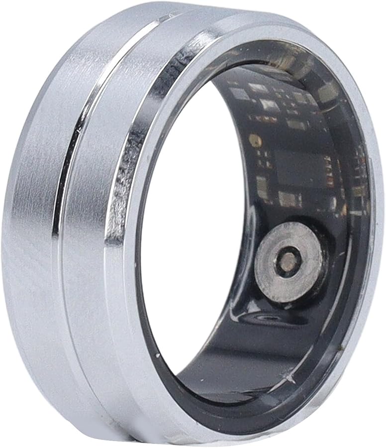 EBTOOLS سمارت رينج لتتبع الصحة واللياقة والنوم مقاوم للماء IP68 باللون الفضي لنظامي iOS و Android - Image 1