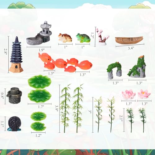 Canlierr 58 Pcs Miniature Garden Set, Fairy House Diorama Accessories Rockery Pavilion Bridge Mini Figurines Micro Landscape Ornaments Mixed Model Trees for DIY Garden Decor Succulent Dollhouse Craft - Image 2