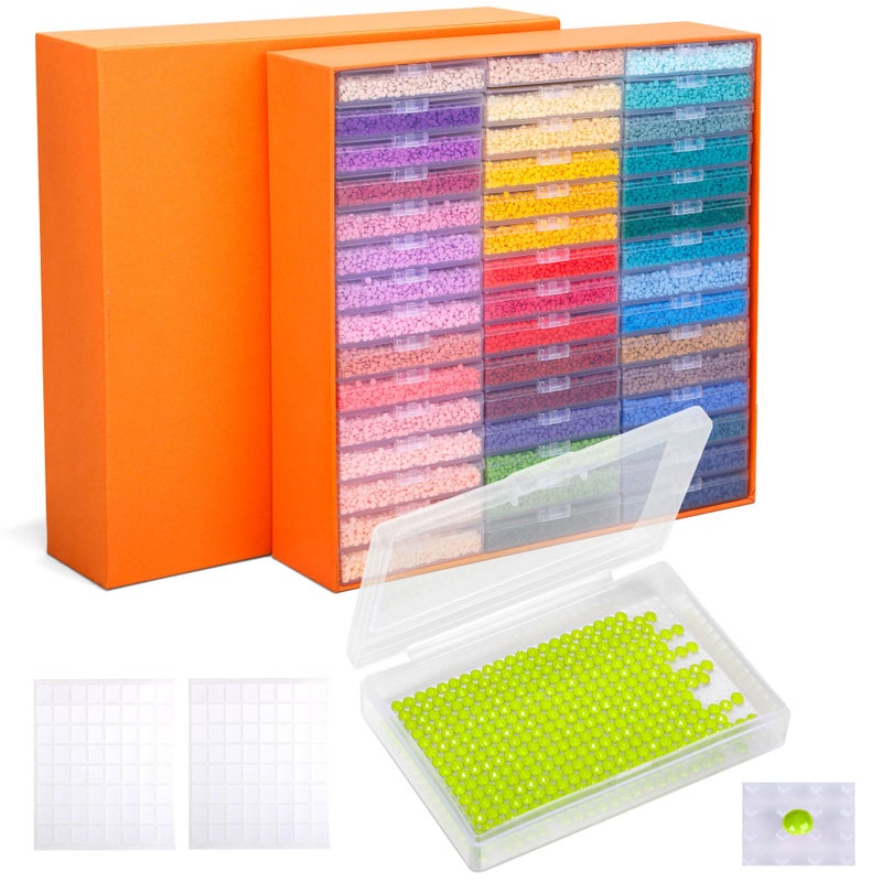 PP OPOUNT Diamond Art Storage for Beads Storage&Line-Up, 45 PCS 2-in-1 Diamond Painting Storage, Convex Point Bottom Design Diamond Art Accessories with Lids for Diamond Painting Crafters - Image 1