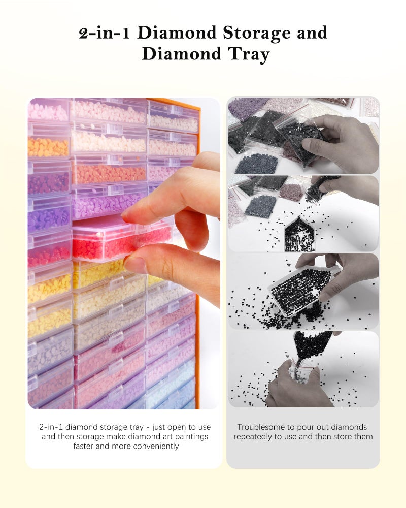 PP OPOUNT Diamond Art Storage for Beads Storage&Line-Up, 45 PCS 2-in-1 Diamond Painting Storage, Convex Point Bottom Design Diamond Art Accessories with Lids for Diamond Painting Crafters - Image 4