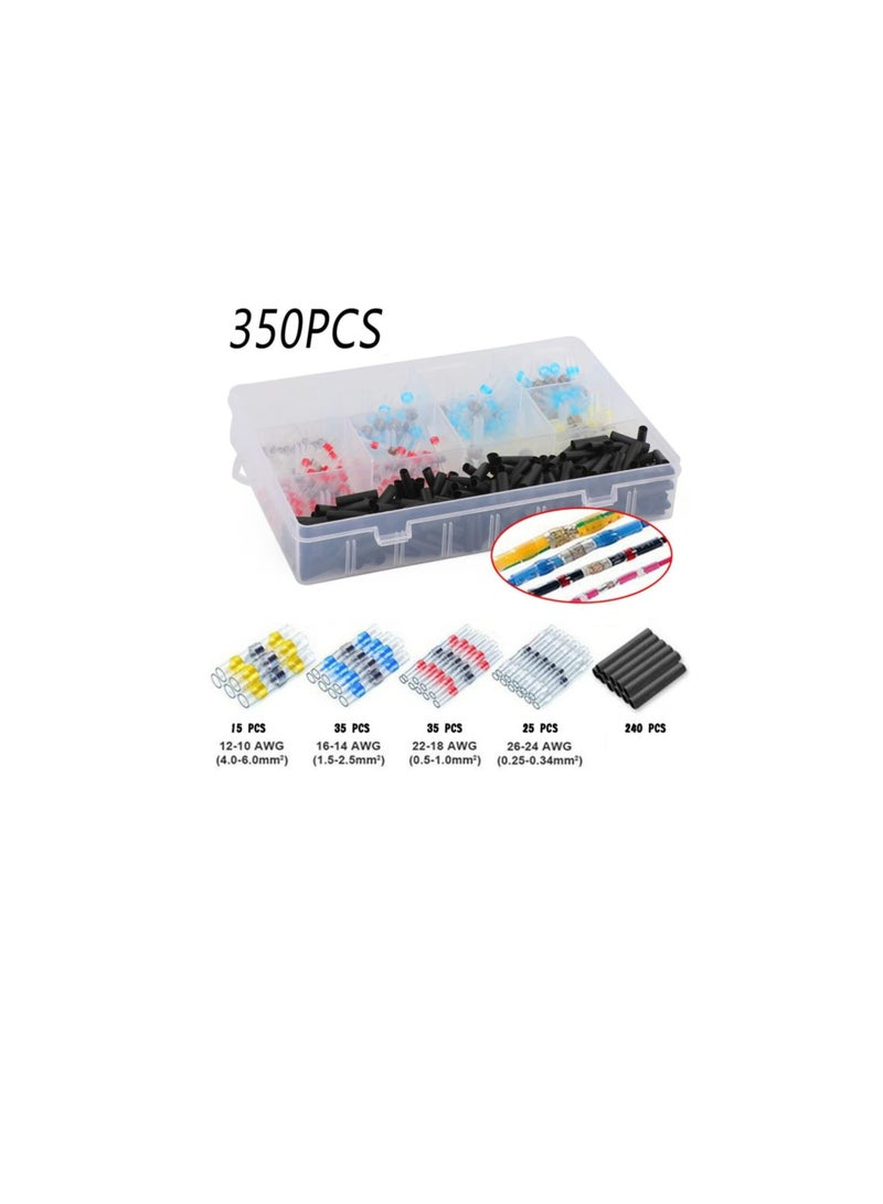 350 Pcs Solder Seal Wire Connectors Kit - Polyolefin Insulated Waterproof Heat Shrink Butt Terminals Electrical Wire Connectors Solder & Seal Heat Shrink Butt With Soldering Sleeve - Image 2