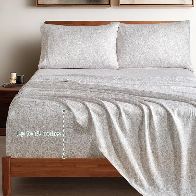 HYPREST Boho Sheets, King Sheets Deep Pocket up to 18 Inch, Soft Shabby Chic Bed Sheets Patterned - Image 5