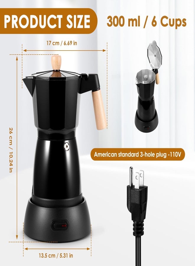 Houkiper Electric Espresso Coffee Maker, 6 Cup Coffee Pot with Detachable Base Portable Aluminum Italian Moka Maker Electric Moka Pot for Home Cafe Outdoor Office - Image 3