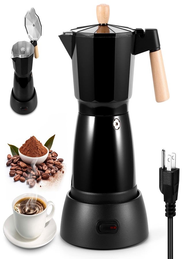 Houkiper Electric Espresso Coffee Maker, 6 Cup Coffee Pot with Detachable Base Portable Aluminum Italian Moka Maker Electric Moka Pot for Home Cafe Outdoor Office - Image 1