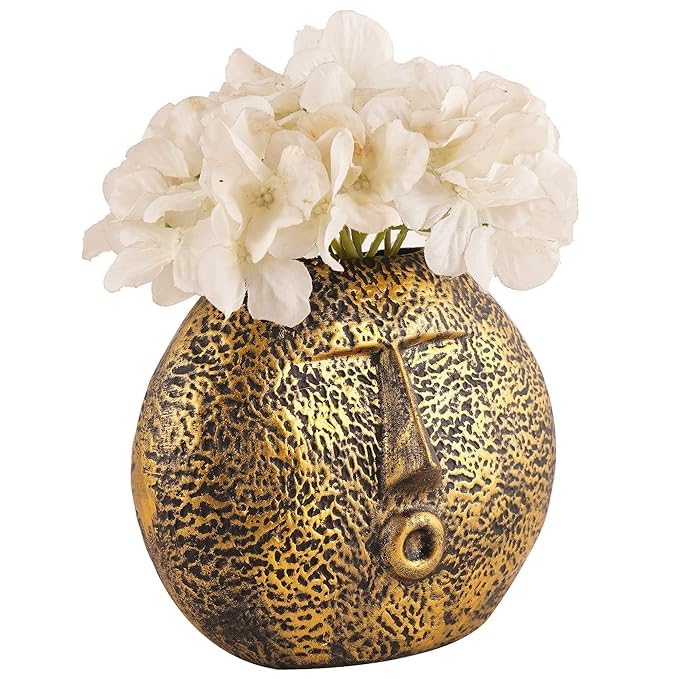 Zart Decorative Hand Painted Face Planter Vase DIY Home Decor Flower Vase for Living Room Table Gold - Image 3