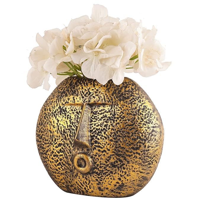 Zart Decorative Hand Painted Face Planter Vase DIY Home Decor Flower Vase for Living Room Table Gold - Image 4