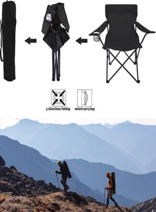 Folding Camping Chair with Armrests and Cup Holder Fishing Chairs with Carrying Bag Lightweight Portable Beach Chair Perfect for Trips and Travel  (colors may vary) - view 2