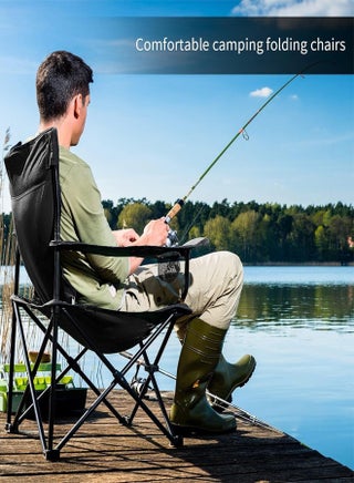 Folding Camping Chair with Armrests and Cup Holder Fishing Chairs with Carrying Bag Lightweight Portable Beach Chair Perfect for Trips and Travel  (colors may vary) - view 3