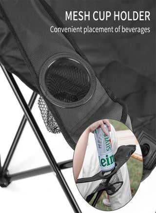 Folding Camping Chair with Armrests and Cup Holder Fishing Chairs with Carrying Bag Lightweight Portable Beach Chair Perfect for Trips and Travel  (colors may vary) - view 4