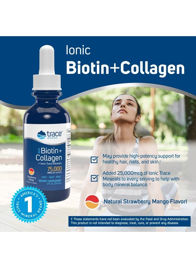 Trace Minerals Trace Minerals | Liquid Ionic Biotin + Collagen (75,000mcg) | Supports Hair, Skin & Nails | Strawberry Mango, Sugar Free | 29 Servings  - Image 2