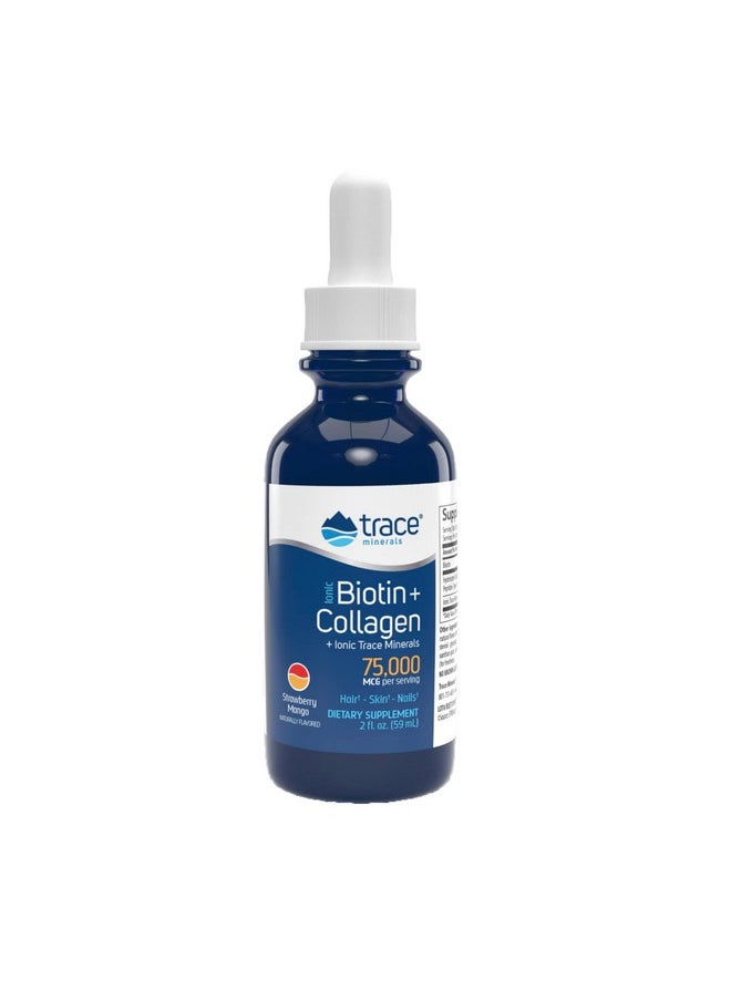 Trace Minerals Trace Minerals | Liquid Ionic Biotin + Collagen (75,000mcg) | Supports Hair, Skin & Nails | Strawberry Mango, Sugar Free | 29 Servings  - Image 1