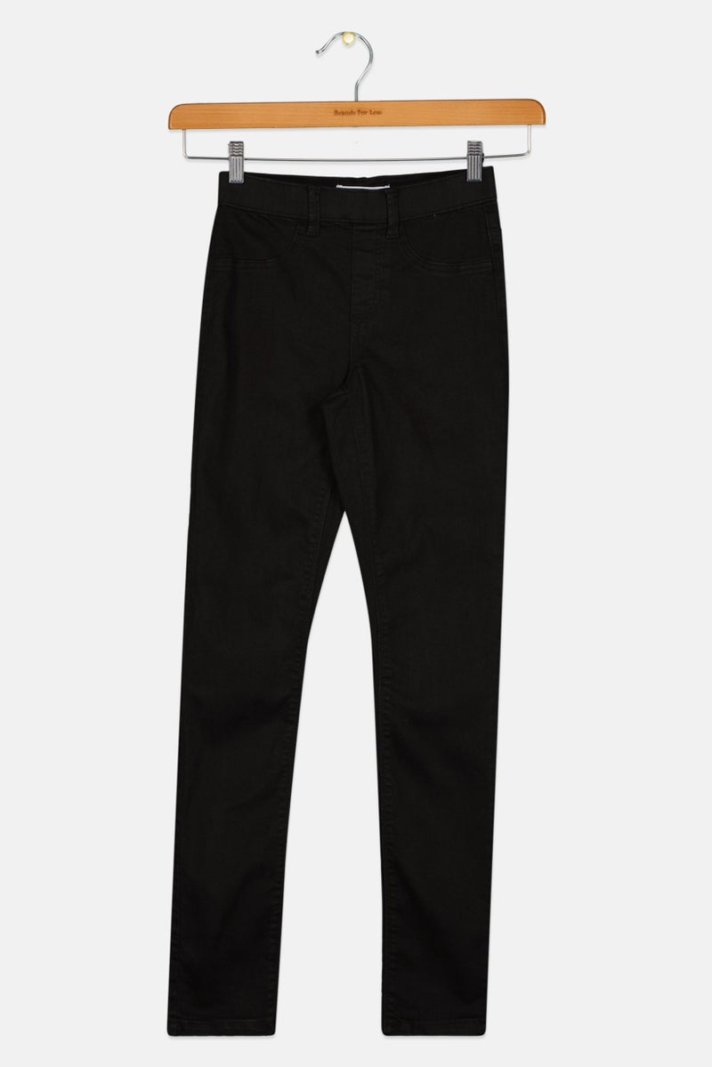promod Women Regular Fit Solid Straight Leg Pants, Black - Image 3