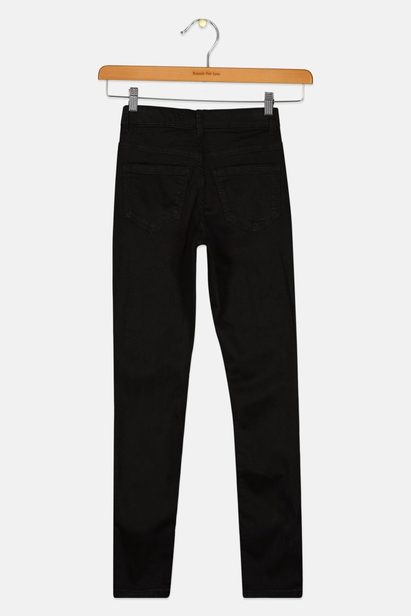 promod Women Regular Fit Solid Straight Leg Pants, Black - Image 4