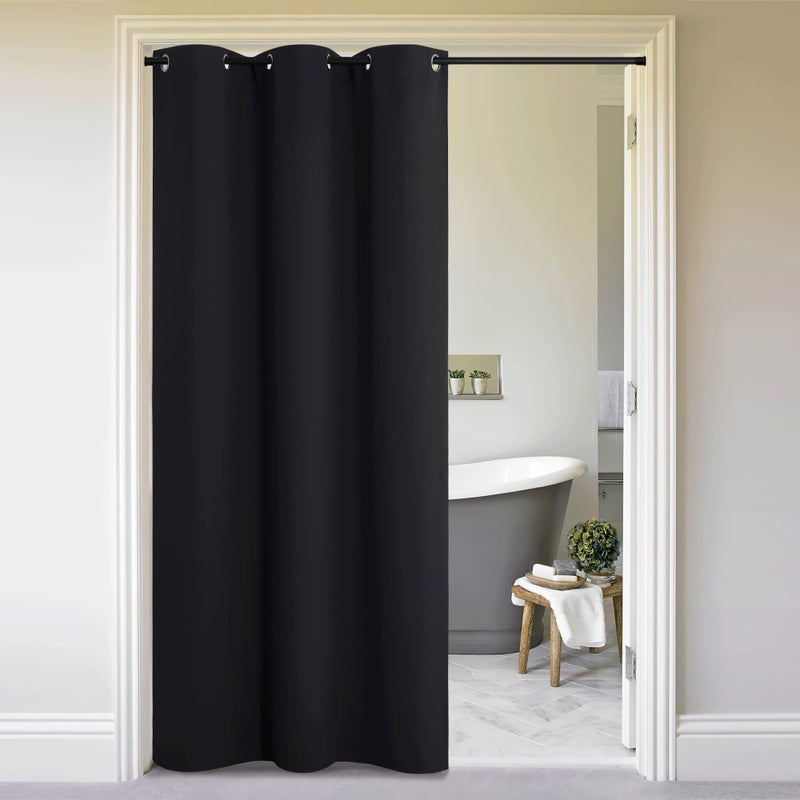 NICETOWN Halloween Door Divider Curtain for Doorway Bedroom Closet Door Cover Privacy Drape for Garage Window Bathroom Door Dressing Changing Fitting Decor 1 Piece 8ft Tall x 5ft Wide Black