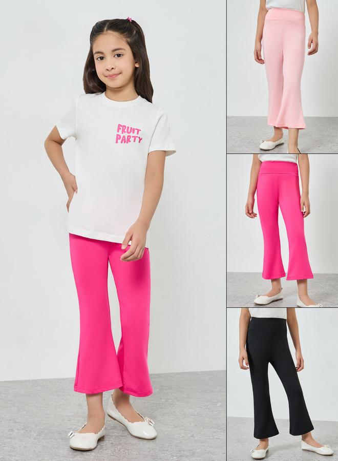 Styli Pack Of 3 - Girls Flared Leggings - Image 1