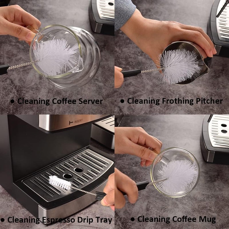 CAFEMASY Espresso Brush Machine Cleaning Brush - 5pcs Coffee Machine Cleaning Brush Pack Barista Tools for Cleaning Espresso Machine Group Head Steam Wand Milk Frother Drip Tray Coffee Mug - Image 3