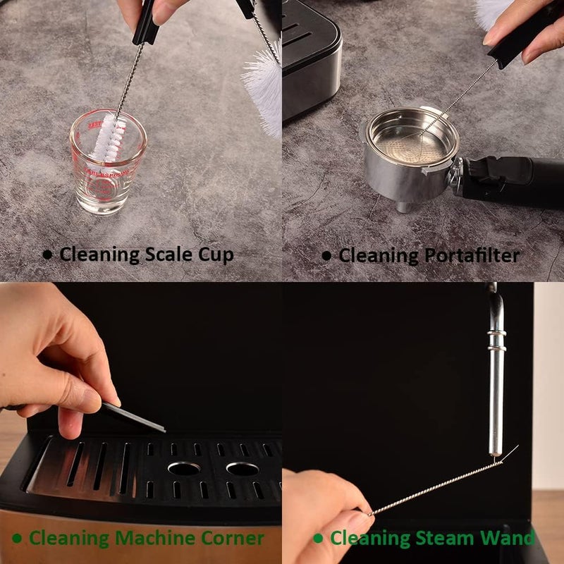 CAFEMASY Espresso Brush Machine Cleaning Brush - 5pcs Coffee Machine Cleaning Brush Pack Barista Tools for Cleaning Espresso Machine Group Head Steam Wand Milk Frother Drip Tray Coffee Mug - Image 4
