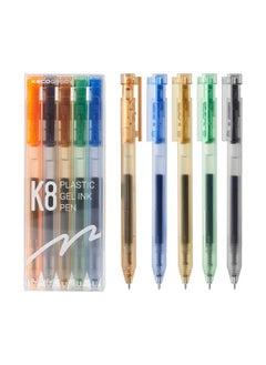Kaco K8 Retractable Colored Gel Ink Pens 5 Pieces Colored Barrel With All Black Ink Disposable  - Image 1