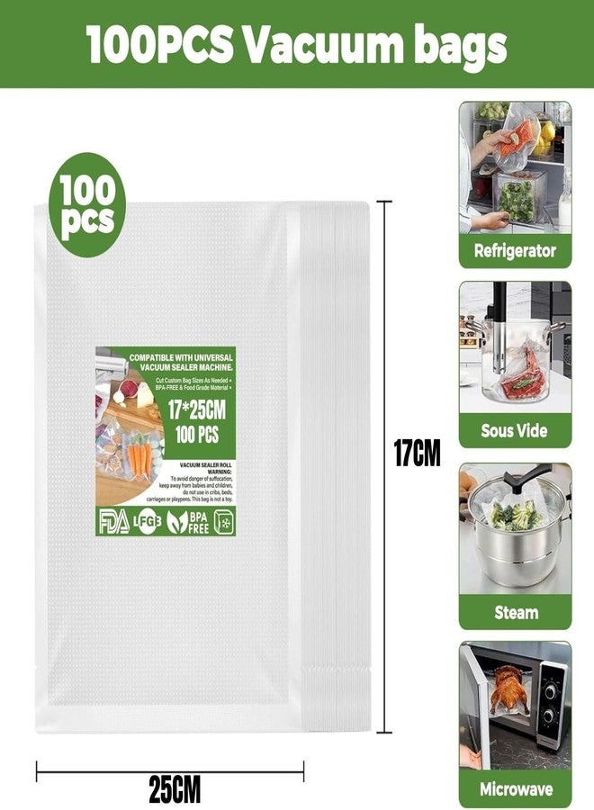 GBEX 100 Professional Vacuum Sealer Bags 17 x 25 cm for All Vacuum Sealer & Food Sealer Bags, Structured Bags, Vacuum Safe, Freezer Bags, BPA Free (Transparent) (17 x 25 cm) - Image 2