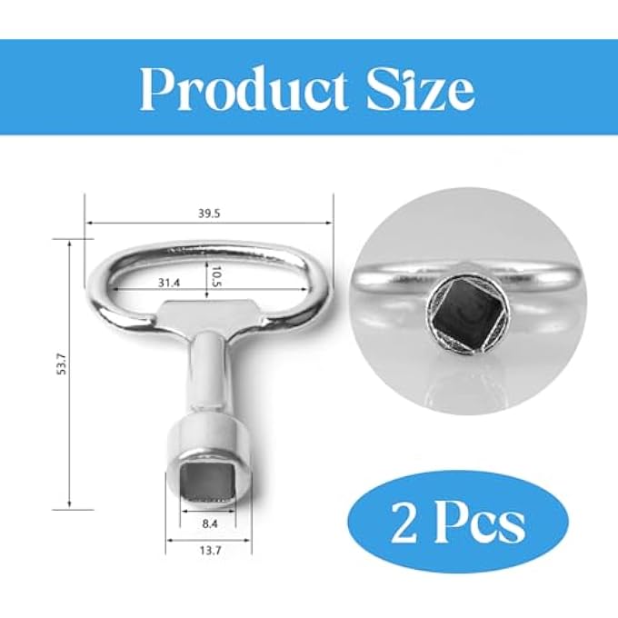 SQUARE KEY 8 MM SILVER SQUARE KEY TAP ZINC ALLOY SQUARE SCREWDRIVER SOCKET WRENCH UNIVERSAL SQUARE SCREWDRIVER FOR GAS WATER METER BOX UNIVERSAL KEY ANGLE SET OF 2 - Image 3