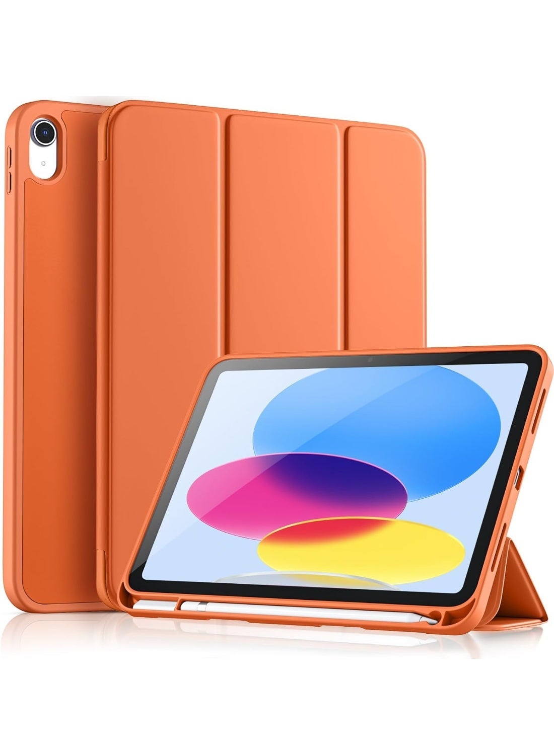 iPad (A16) 11th Generation Case 11 Inch 2025, iPad 10th Generation Case 2022 10.9 Inch with Pencil Holder, Soft TPU Back Slim Smart Protective Trifold Stand Cover, Auto Wake/Sleep