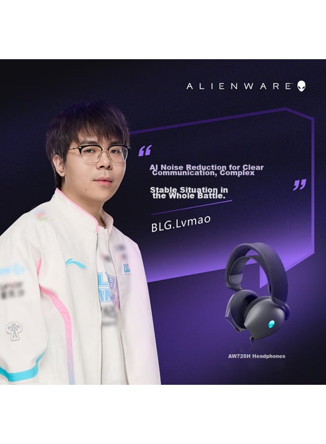 Alienware Aw725h Bluetooth Wireless Gaming Headset Compatible With Tri-band Action Headphones, Tri-mode Connection, Smart Noise Cancellation, Long Battery Life, Black - Image 1