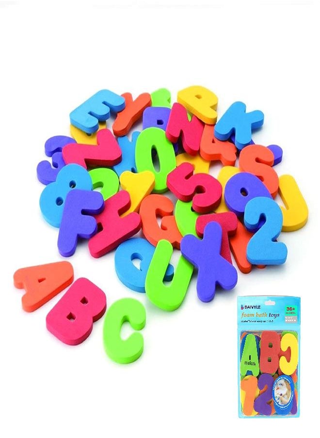 BAIVYLE - BAIVYLE Baby Bath Toys Foam Fun Alphabet Letters and Numbers-Floating Toy 36 PCS ABC for Bathtub Educational Kids Boys Girls. Baby Bath Time Toys-Makes Clean Up Easy as They Drip Dry in The Tub - Image 1