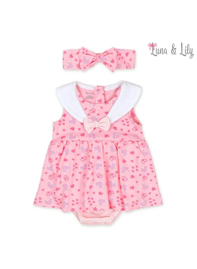 Luna & Lily Baby Girl Heart Sailor Collar Romper with Headband