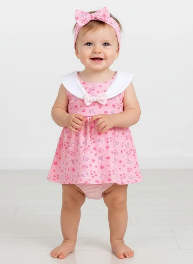 Luna & Lily Baby Girl Heart Sailor Collar Romper with Headband