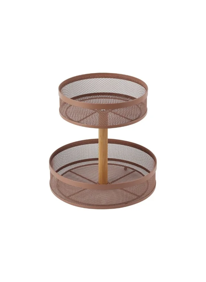 DANUBE HOME Mocha 2-Tier Fruit Basket ,With Bamboo Bar D 29 X 29 Cm