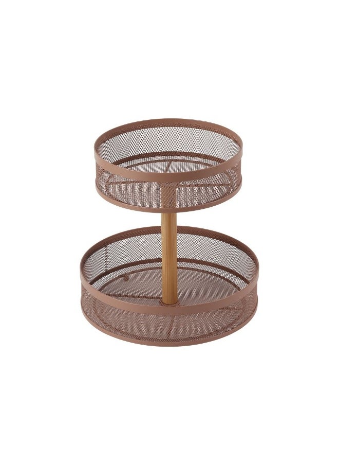 DANUBE HOME Mocha 2-Tier Fruit Basket ,With Bamboo Bar D 29 X 29 Cm  - Image 2