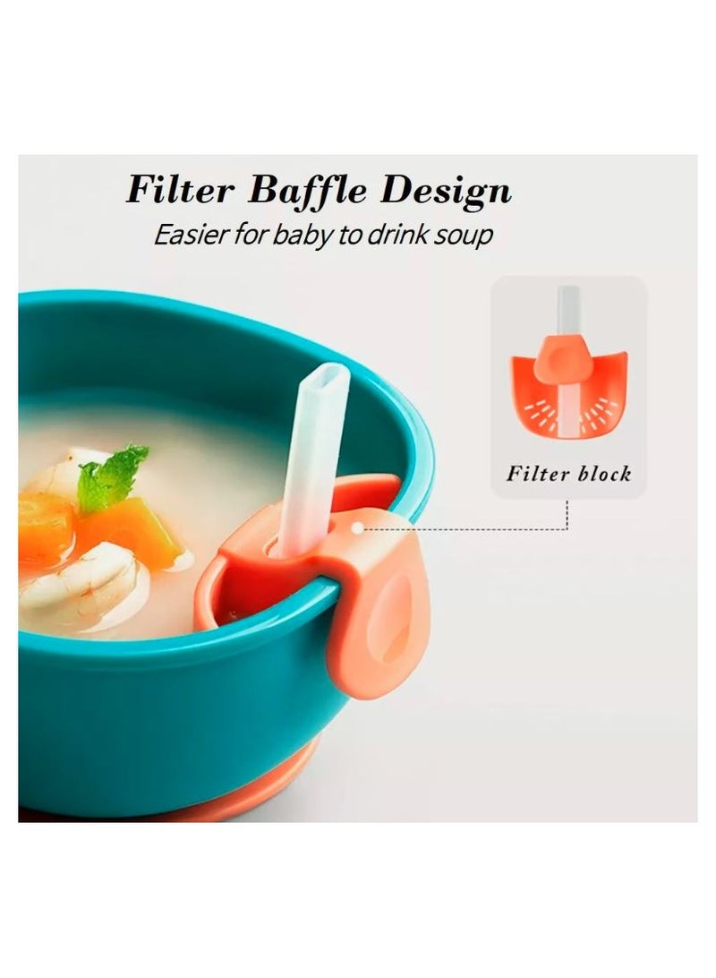 Baby Care 3-in-1 Baby Feeding Snack Soup Bowl with Straw Infant Learning Dish - Image 5