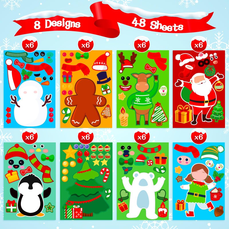 Max Fun 48 Pack Christmas Stickers for Kids Bulk Cute Holiday Stickers Funny DIY Crafts Activities Party Favors Game Gifts for Boys Girls - Image 2