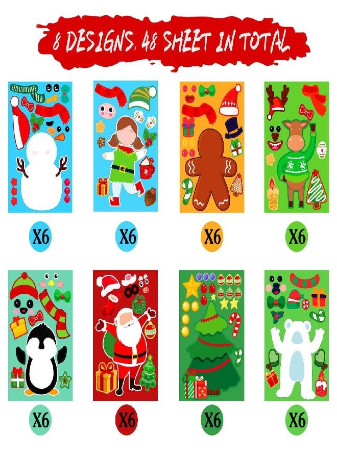 48 Pack Christmas Stickers for Kids Christmas Party Games Stickers Crafts Santa Snowman Reindeer Gingerbread Christmas Tree Face Stickers for Xmas Party Favors Gifts for Kids - pzsku/Z389A3F66A2BFDDE2F1D5Z/45/_/1692953029/5b1fbe85-5fb7-407e-af4f-db8e541fe792