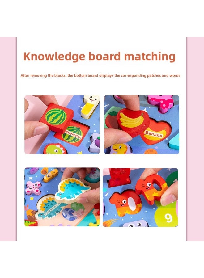 Children's Wooden Multifunctional Busy Logarithmic Board Eight-in-One Cognitive Matching Board Counting Fishing Walking Game Toy-Color:Multifunctional Busy Logarithmic Board - Image 3