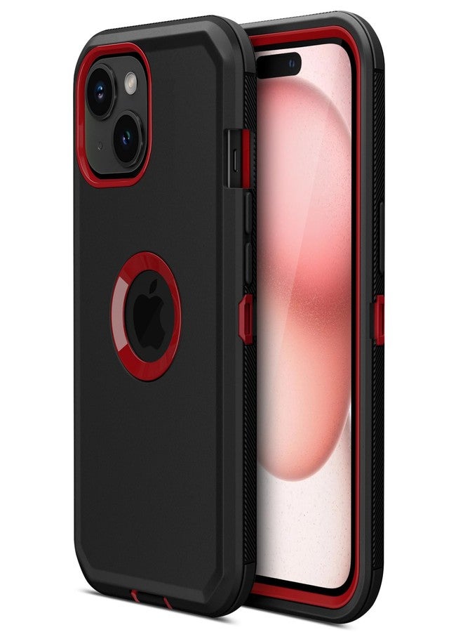 جيوناي جراب Jiunai لهاتف iPhone 15، حماية فائقة ضد السقوط، بدون شاشة، طبقتان، مقاوم للصدمات، متين، مقاوم للغبار، متوافق مع iPhone 15 مقاس 6.1 بوصة، إصدار 2023 - أسود وأحمر - Image 1