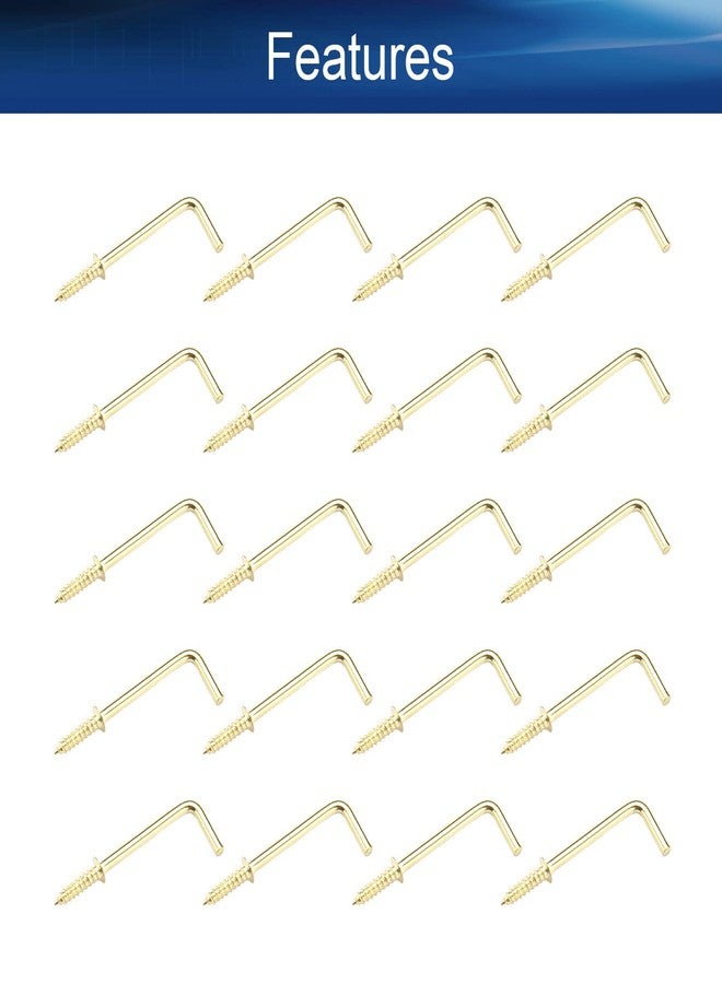 Yinpecly Carbon Steel 7 Shape Right Angle Medal Hooks 1.65" x 0.59"(LxW) L Shape Hooks Self-Tapping Screws Hooks for Home Office Furniture Lights Wall Hang Light Duty Applications Yellow Tone 100pcs - Image 3