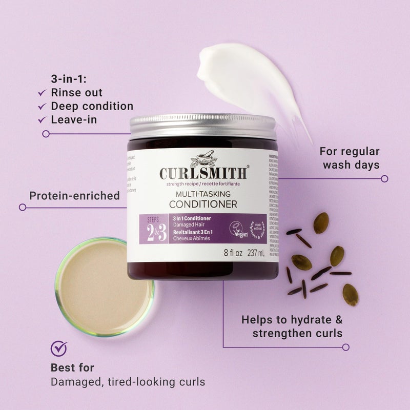 Curlsmith - Multi-Tasking Conditioner, 3 in 1 Conditioner with Proteins, for Damaged Hair (2 fl oz) - Image 2