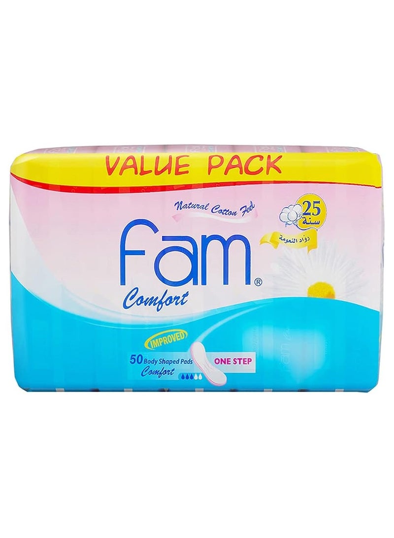 فام 50 قطعة قطعة من القطن الطبيعي بخطوة واحدة سوبر فوط - ماكسي سميكة ، بدون أجنحة!