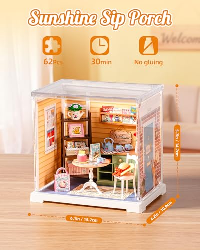 Rolife Super Creator Mini Series DIY Plastic Miniature Kits Retail Store Series Mini Model House Building Set for Teens Aged 14 DIY CraftsHobbies for Adults Sunshine Sip Porch - Image 5