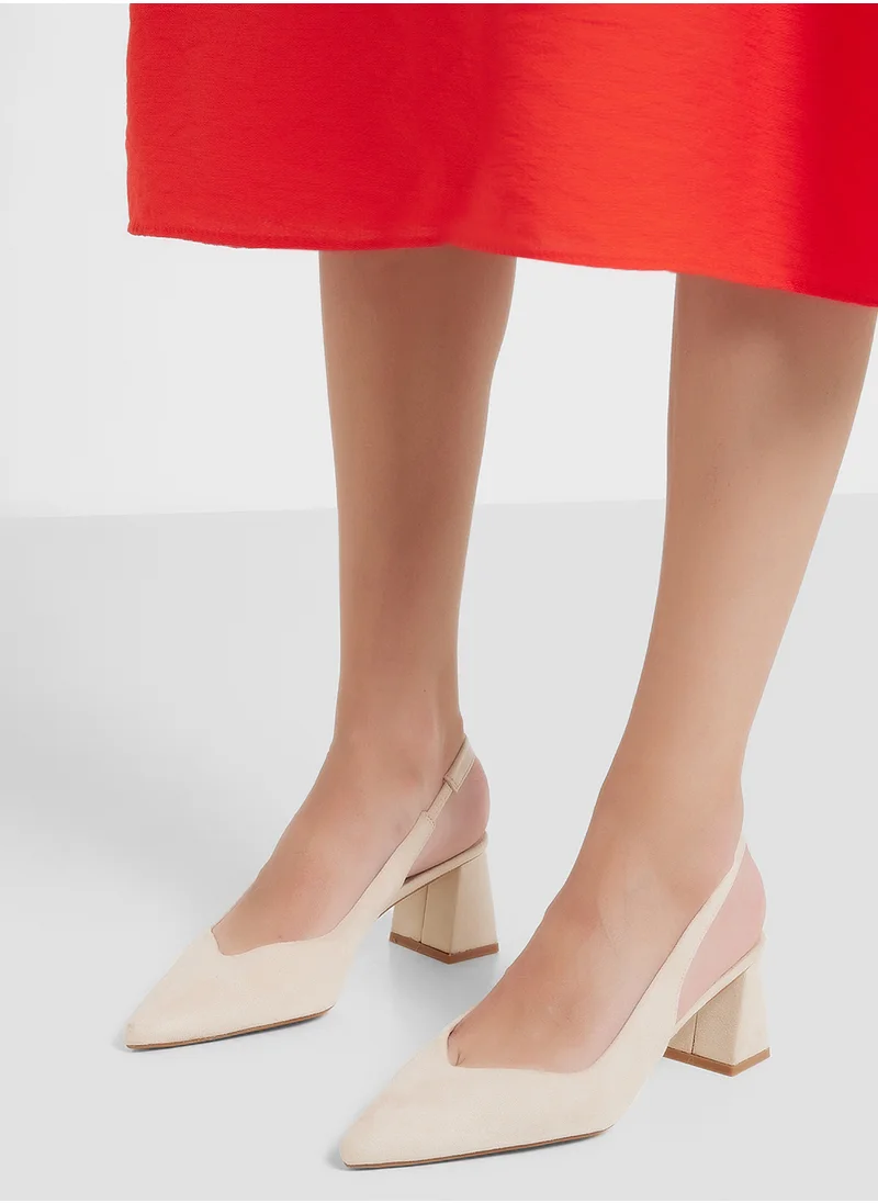 ايلا Tapered Block Heel Suede Sling Back Pump
