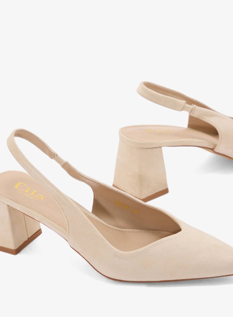 ايلا حذاء بكعب كتلة مدبب وسوار خلفي من جلد الغزال - Image 4