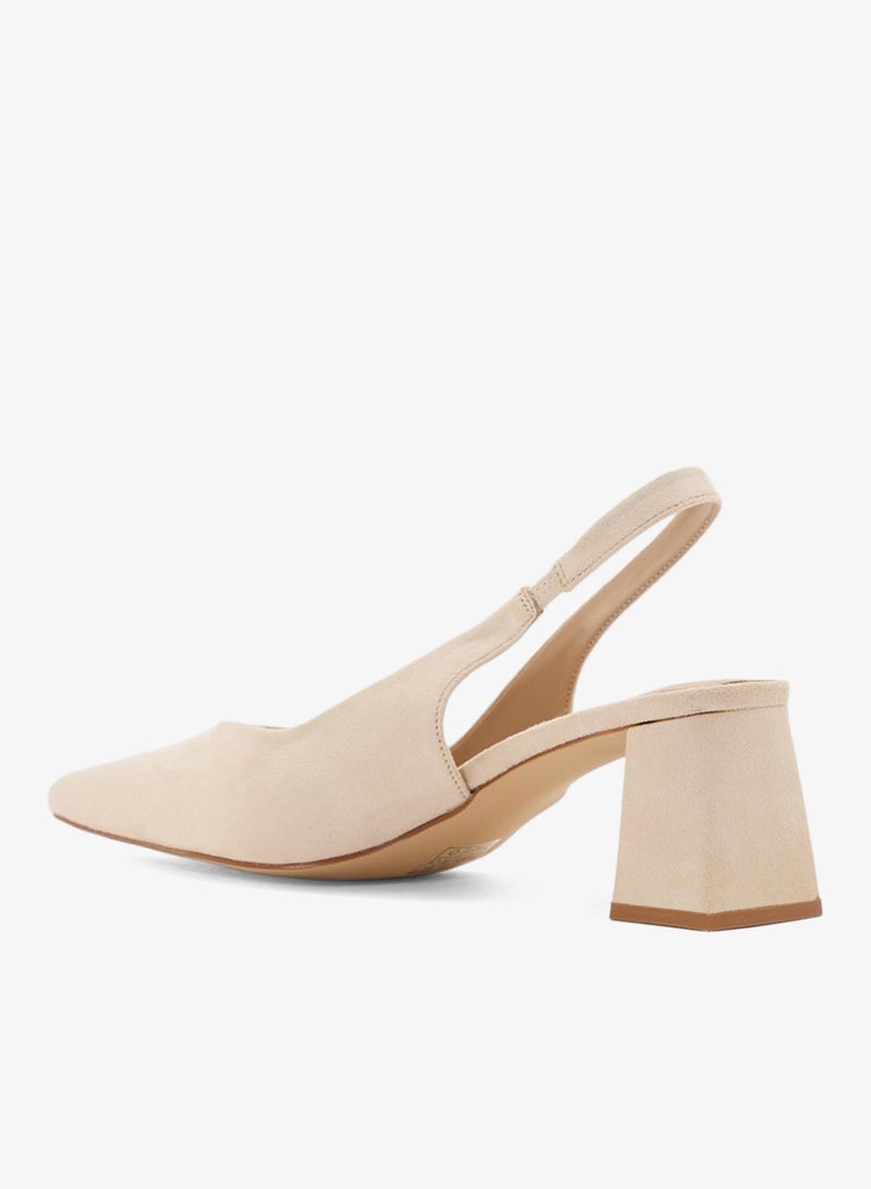 ايلا حذاء بكعب كتلة مدبب وسوار خلفي من جلد الغزال - Image 3