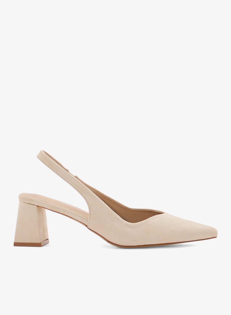 ايلا حذاء بكعب كتلة مدبب وسوار خلفي من جلد الغزال - Image 1