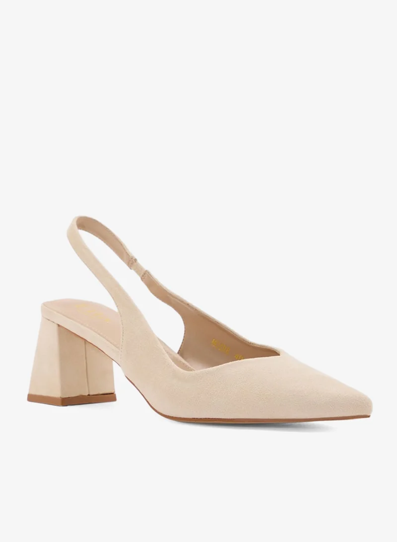 ELLA Tapered Block Heel Suede Sling Back Pump