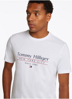 TOMMY HILFIGER Men's Logo Crew Neck T-Shirt - Cotton, White  - Image 5