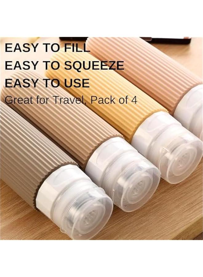 HOOKOR 4 Pcs Travel Bottles Set for Toiletries, TSA-Approved Portable Travel Bottles, Refillable Travel Size Toiletry Containers, Leak-Proof Silicone Bottles for Traveling, 90ml - Image 2