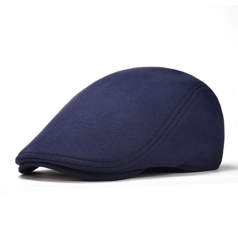 FEINION 2 Pack Men Cotton Newsboy Cap Soft Fit Cabbie Hat (Black/Navy) - Image 5
